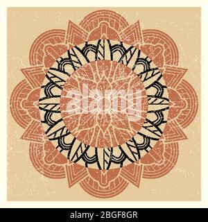 Orientalisches, indisches, asiatisches Meditations-Mandala-Poster-Banner. Vektorgrafik Stock Vektor