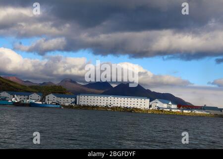 Alaska, Blick auf Unalaska, Dutch Harbor, Aleutian Islands, USA Stockfoto