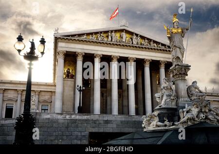 Österreichisches Parlamentsgebäude in Wien (Österreich) Stockfoto