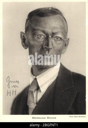 Hermann Hesse Autograph Foto Gret Widmann. Stockfoto