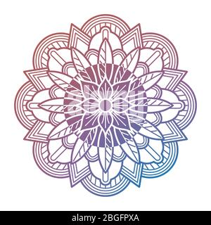 Meditation orientalische Mandala Blume isoliert auf weißem Hintergrund. Vektorgrafik Stock Vektor