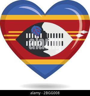 Swasiland Nationalflagge in Herzform Vektor Illustration Stock Vektor