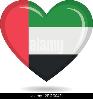 Vereinigte Arabische Emirate Nationalflagge in Herzform Vektor-Illustration Stock Vektor