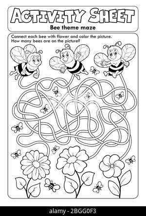 Aktivitätsblatt Biene Thema 1 - eps10 Vektorgrafik. Stock Vektor