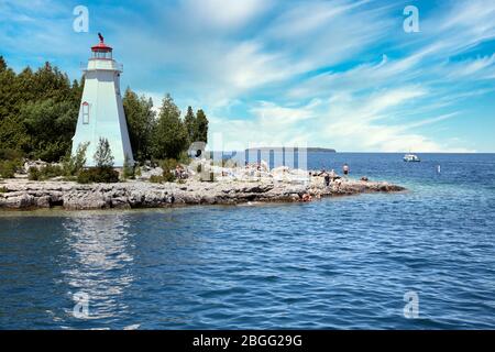 Kanada, Ontario, Tobermory an der Georgian Bay am Big Tub Hafen, nahe Flowerpot Island, am Lake Huron, Fathom Five Marine Park, Nordamerika Stockfoto