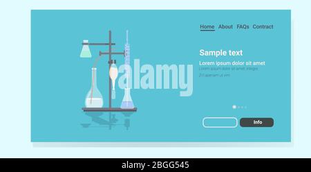 Professionelle medizinische Labor Glas Reagenzgläser mit verschiedenen Flüssigkeiten wissenschaftliche Forschung Ausrüstung Biologie Wissenschaft Bildung Konzept horizontale Kopie Raum Vektor Illustration Stock Vektor