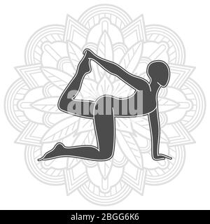 Logo-Design für Yoga-Training. Weibliche Pilates Silhouette isoliert. Vektorgrafik Stock Vektor