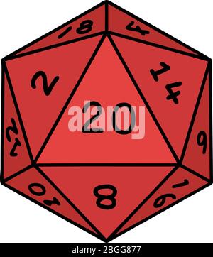 tattoo im traditionellen Stil eines d20 Würfel Stock Vektor