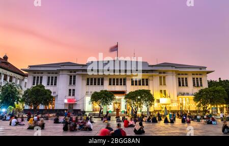 Jakarta Kota Post Office, ein niederländisches Kolonialgebäude in Jakarta, Indonesien Stockfoto