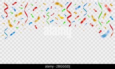 Party Dekoration Farbe Konfetti. Realistische Partei Papier fliegende Band Spritzer, fliegende und fallende Papier Serpentine und Folie Papiere Jubiläum Stock Vektor