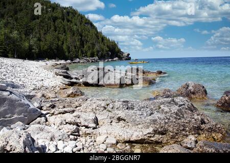 Kanada, Ontario, Tobermory an der Georgian Bay am Big Tub Hafen, nahe Flowerpot Island, am Lake Huron, Fathom Five Marine Park, Nordamerika Stockfoto