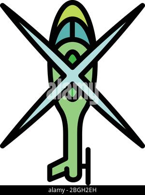 Hubschraubersymbol von oben. Outline Draufsicht Hubschrauber Vektor-Symbol für Web-Design isoliert auf weißem Hintergrund Stock Vektor