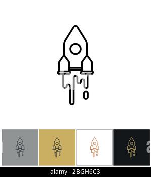 Rocket-Symbol, Raumschiff Silhouette, futuristische Motor Fahrzeug Schiff Zeichen auf weißen und schwarzen Hintergründen. Vektorgrafik Stock Vektor