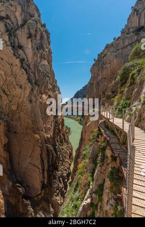 17. April 2018 - El Chorro, Spanien. Die letzte Etappe des caminito del rey, bevor es nach El chorro kommt. Stockfoto