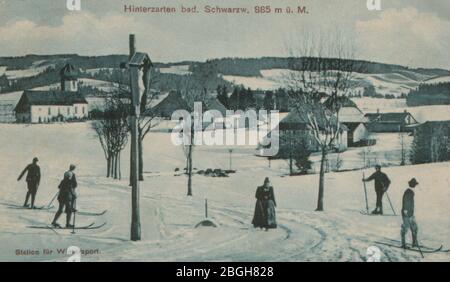 Hinterzarten- Bahnhof-Hotel & Restaurant um 1910. Stockfoto