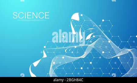 Wissenschaftlicher Coronavirus Hintergrund für Medizin, Wissenschaft, Technologie, Chemie. Hintergrundbild oder Banner mit DNA-Molekülen. Coronavirus Stock Vektor