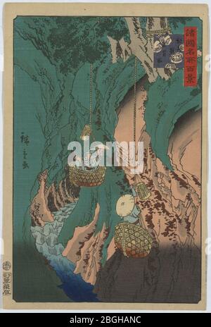 Hiroshige II - Kishu kumano iwatake tori - Shokoku meisho hyakkei unrestauriert. Stockfoto