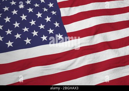 Vollformat Nahaufnahme auf einer winkenden amerikanischen Flagge in 3D-Rendering. Stockfoto