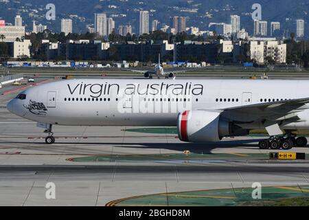 AUFGRUND COVID-19 VIRGIN AUSTRALIA AIRLINES RUFT IN ADMINISTRATOR. Stockfoto