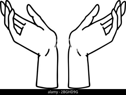 tattoo in schwarzer Linie Stil der offenen Hände Stock Vektor