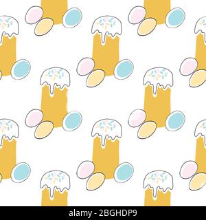 Nahtloses Muster Illustration traditioneller Osterkuchen Vektor auf weiß Stock Vektor