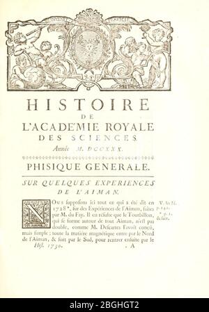 Histoire de l'Académie royale des Sciences, avec les mémoires de mathématique et de physique (Seite 1) Stockfoto