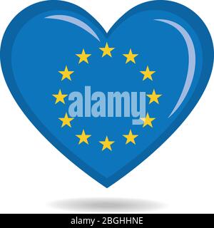 Flagge der Europäischen Union in Herzform Vektorgrafik Stock Vektor