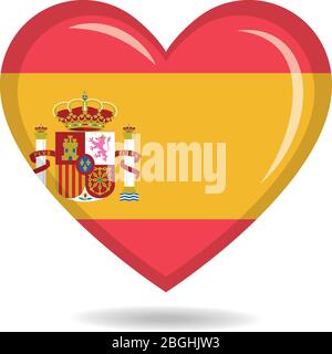 Spanien Nationalflagge in Herzform Vektor-Illustration Stock Vektor