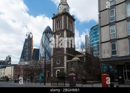 Georgianische Architektur Backstein SteintwerAldgate Church, Aldgate High Street, London EC3N 1AB von George Dance the Elder Stockfoto