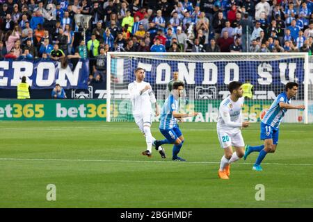 Málaga, Spanien. April 2018. La Liga Match Málaga C.F. - Real Madrid C.F. Stockfoto