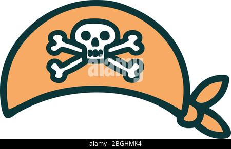 Ikonische Tattoo Stil Bild von Piraten Kopf Schal Stock Vektor