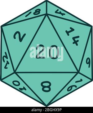 Ikonisches Tattoo-Stil Bild eines d20 Würfel Stock Vektor
