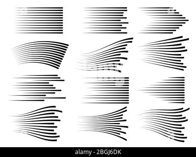 Horizontale Geschwindigkeitslinien. Schnelle Linienvektorsymbole isoliert. Strip Effekt Power oder fliegen Illustration Stock Vektor