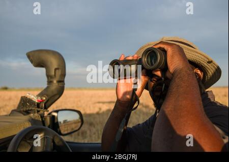 Busanga Plains ist ein exklusives Safari-Ziel im Kafue National Park, North Western Province, Sambia, wo Safariführer den Gästen Wildtiere zeigen Stockfoto