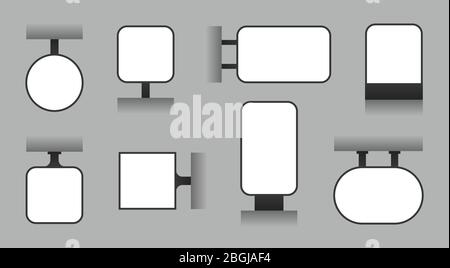 Leere Werbung Schild, Outdoor-Leuchtkasten, Shop Signage und Display Board Vektor-Vorlage. Vektordisplay Business Board für Nachricht, Lightbox Panel Illustration Stock Vektor