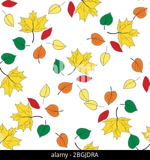 Vektor-Illustration nahtloses Muster Herbst Blätter auf weiß Stock Vektor