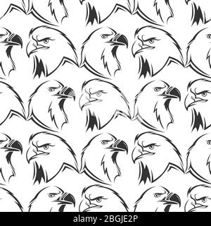 Grau stolz Adler Vogel Vektor nahtlose Muster Hintergrund Design Illustration Stock Vektor