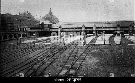 HL Damals – Gebrüder Borchers – Lübeck Hauptbahnhof – Bahnsteighallen – 1908– 1. Stockfoto