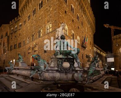 Piazza della Signoria. Nachtaufnahme. Florenz, Italien. Stockfoto