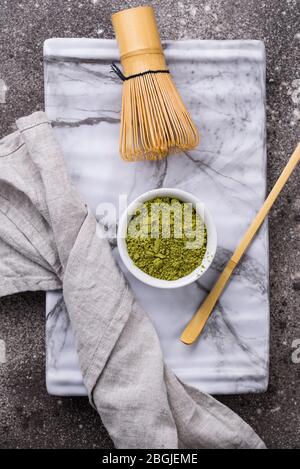 Japanisches Matcha-grünes Teepulver Stockfoto