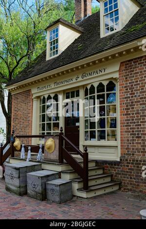 Colonial Williamsburg Tarpley's Store. Stockfoto