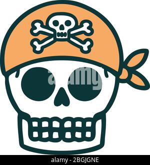 Ikonische Tattoo-Stil Bild eines Piraten Schädel Stock Vektor