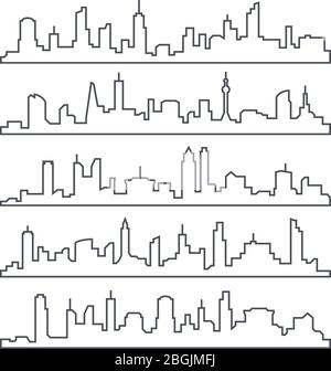 Skyline City. Baulinie der Stadt. Umriss städtischen Vektor Stadtbild gesetzt isoliert. Skyline, Linie Illustration Haus Stock Vektor