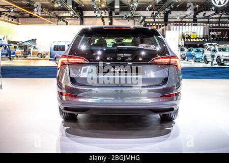 Brüssel, Belgien, Jan 2020: Der neue Skoda Scala auf dem Brüsseler Automobilsalon, ein kleiner Familienwagen des tschechischen Automobilherstellers Skoda Auto Stockfoto