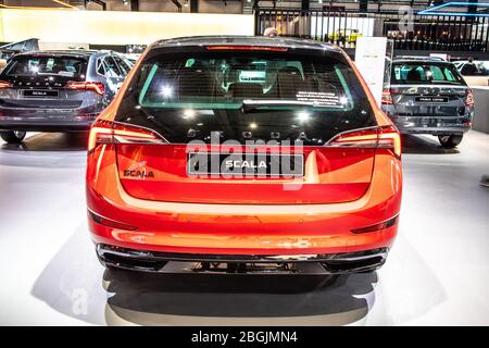 Brüssel, Belgien, Jan 2020: Der neue Skoda Scala auf dem Brüsseler Automobilsalon, ein kleiner Familienwagen des tschechischen Automobilherstellers Skoda Auto Stockfoto