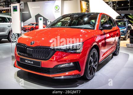 Brüssel, Belgien, Jan 2020: Der neue Skoda Scala auf dem Brüsseler Automobilsalon, ein kleiner Familienwagen des tschechischen Automobilherstellers Skoda Auto Stockfoto