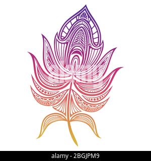 Helle Pfau Feder isoliert auf weißem Hintergrund, Vektor-Illustration flach Stock Vektor