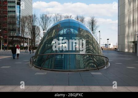 U-Bahn-Station London Rolltreppen Canary Wharf U-Bahn-Station, London E14 5NY von Norman Foster Stockfoto