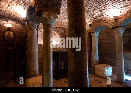 Innenansicht der Heiligen Sergius und Bacchus Kirche, Kom Ghorab, Alt-Kairo, Ägypten. Stockfoto