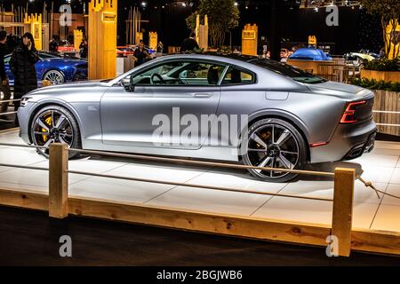 Brüssel, Belgien, 09. Januar 2020: Electric Volvo Polestar 1 auf dem Brussels Motor Show, Electric Performance Hybrid Stockfoto